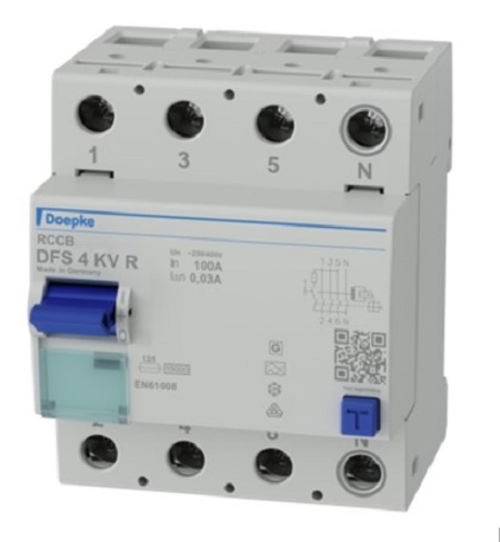 DFS4KV Jordfeilbryter 100A - 30mA, type A 3KA