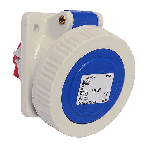 Stikkontakt Innfelt skrå 216-6 IP67 230V