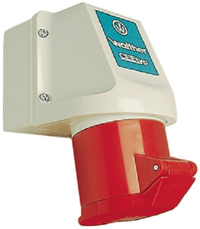 Stikkontakt 416-6 m/gjennomgang IP44