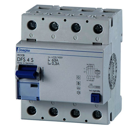 [1604837] DFS4S Jordfeilbryter 125A - 4P 500mA, type A Selektiv