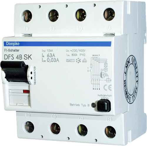 DFS4KV Jordfeilbryter 63A - 30mA, type A 3kA