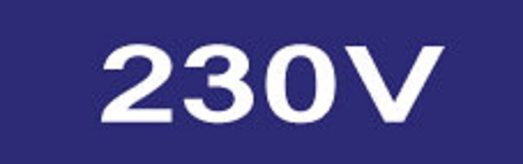 Skilt 230V 80x25mm Blå