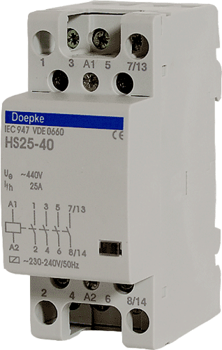 HS25-40 Kontaktor 4NO 230V 2 moduler DIN