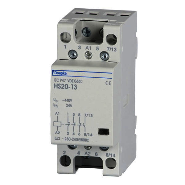HS25-30 Kontaktor 25A 3NO 230V 2 moduler DIN