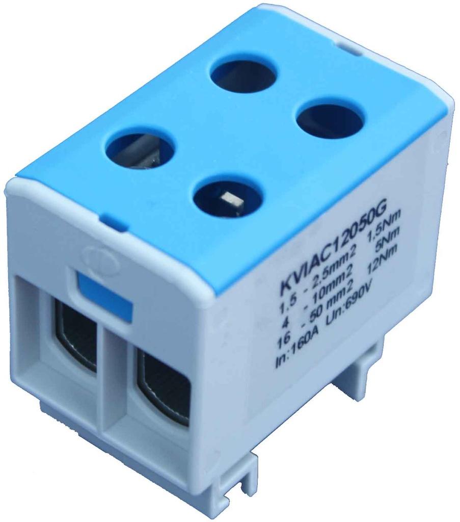 Koblingsklemme 2x50mm² Al/Cu blå
