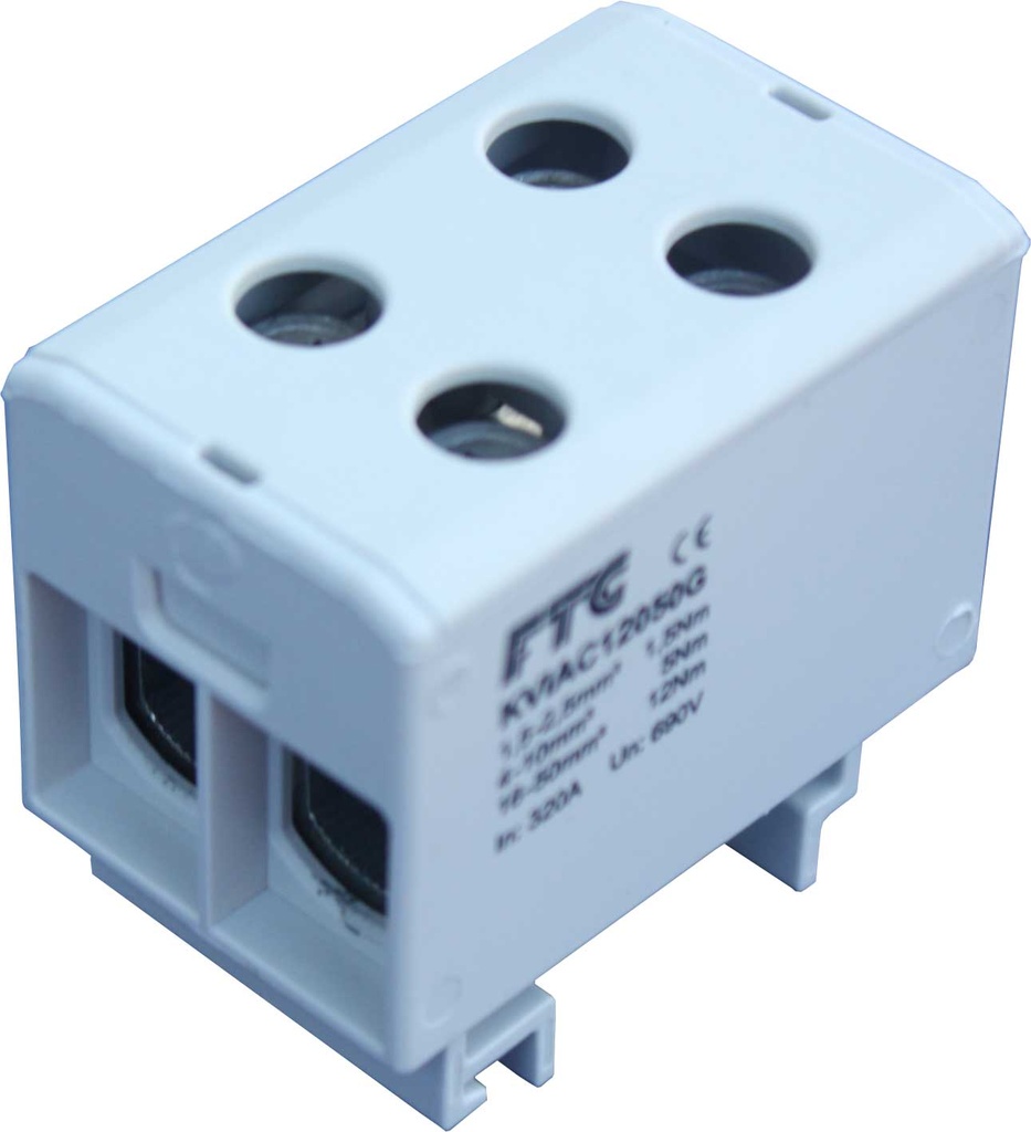 Koblingsklemme 2x50mm² Al/Cu grå