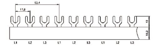 [1604726] Samleskinne 9modul 3pol (fas) 10mm²